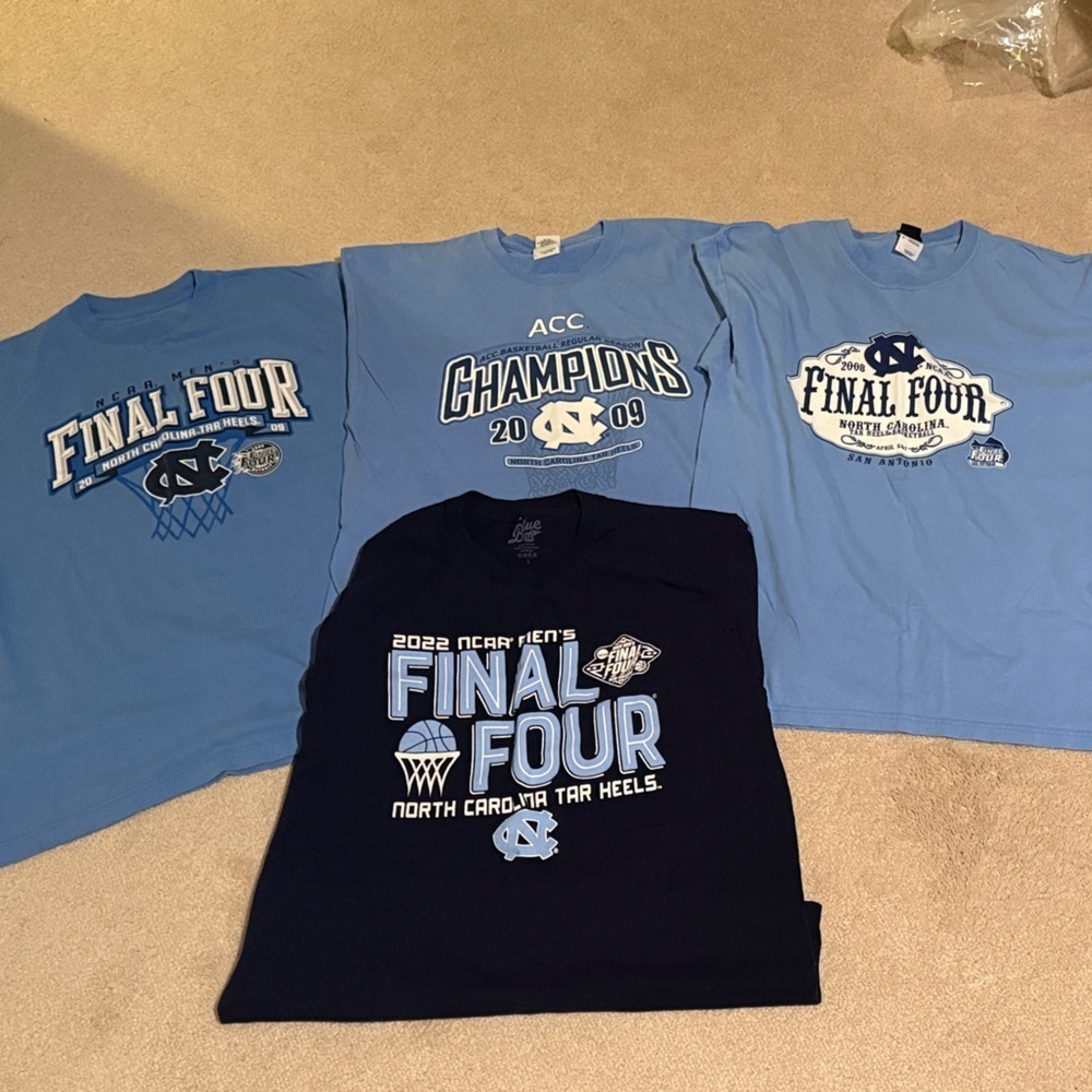 Lot of 4 UNC Tarheels Vintage Final 4 and ACC Championship Tees